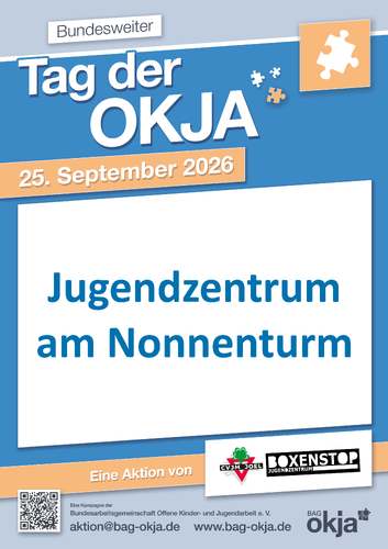 Plakat Tag der OKJA Jugendzentrum am Nonnenturm