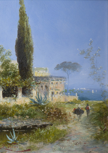 A. L. Terni (Georg Fischhof) Motiv auf Zante, um 1890, Öl auf Holz