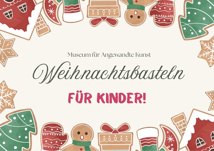 Häuser, Bäume und Männchen aus Lebkuchen bilden den Rahmen des Bilds. 