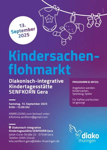 Kindersachenflohmarkt am 13. September in der Kindertagesstätte SENFKO
